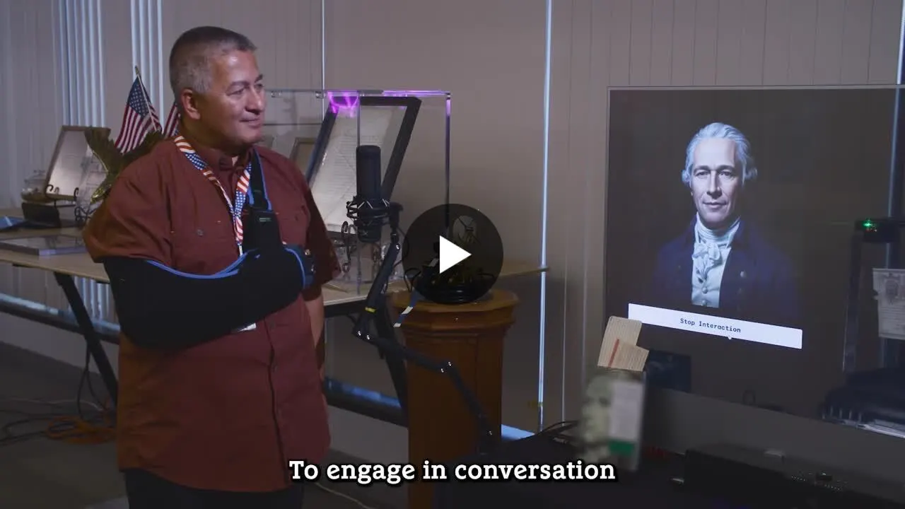Interactive conversational AI hologram demo at FCAT