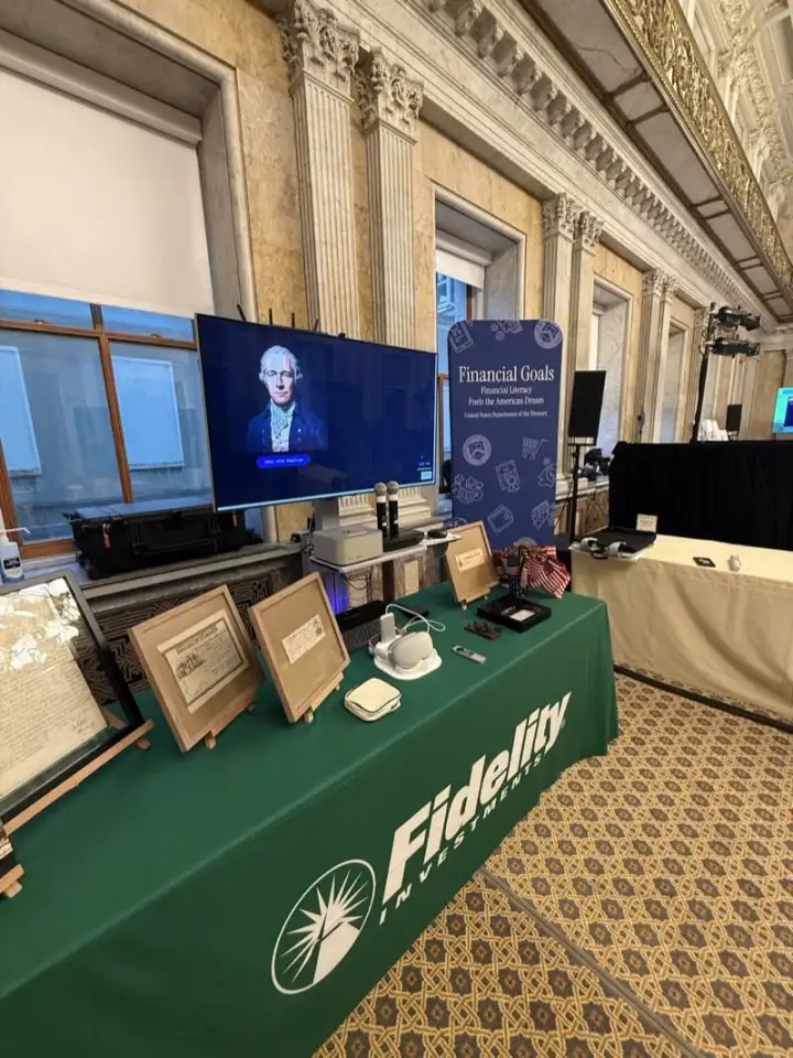 Fidelity AI hologram exhibit at a U.S. Department of the Treasury event